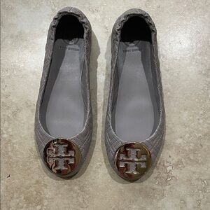 Tory Burch Quilted Flats with Gold Accents